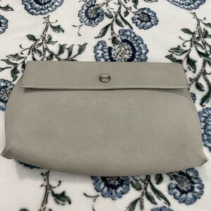 Anthropologie Gray Leather Clutch/Crossbody